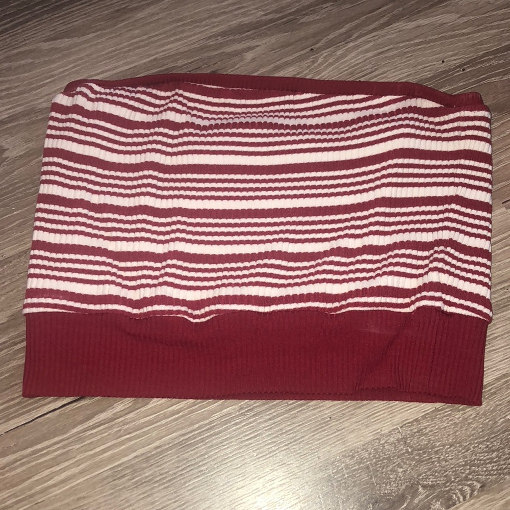 Red and white striped tube top